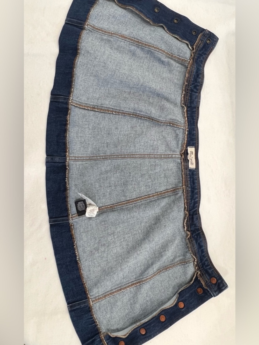 Madewell Denim Mini Skirt Button Front A Line Blue Size 00 Stretch Cotton Casual - Picture 7 of 9